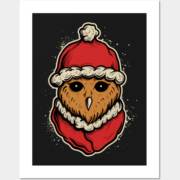 owl christmas Wall Art by Luckyart11